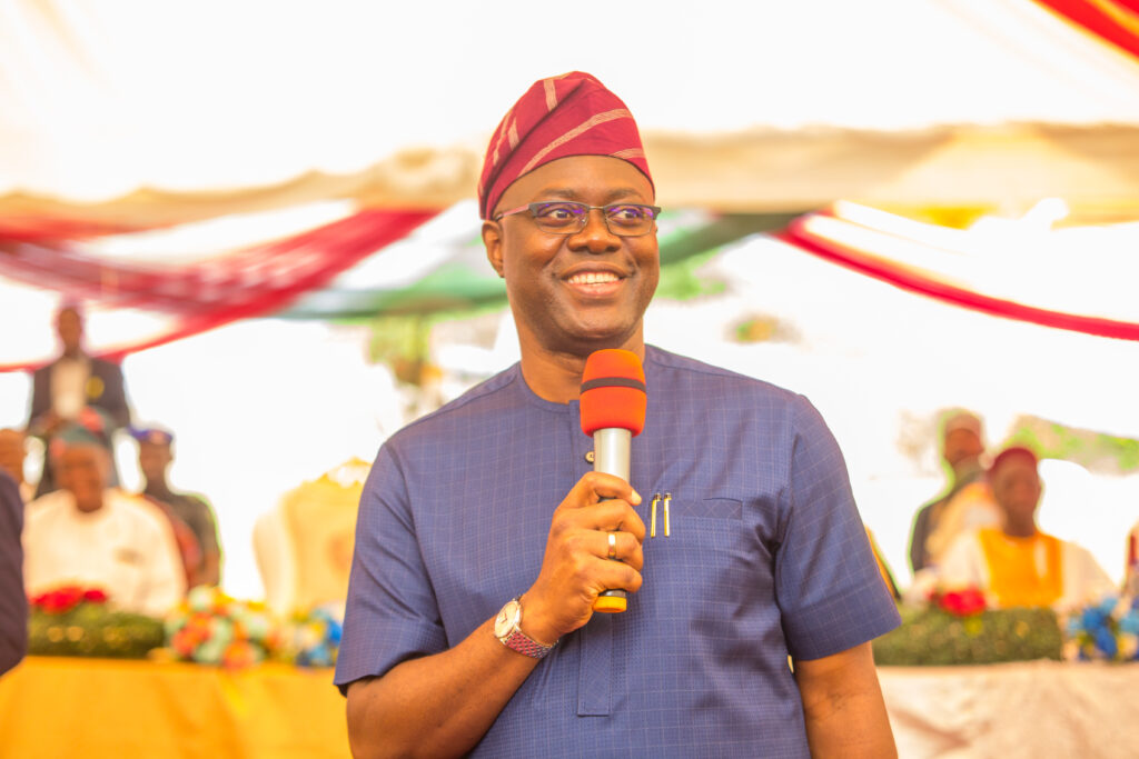 Governor Seyi Makinde speaking during the 1444/2022 Hijrah Luncheon at Government House, Ibadan on August 10, 2022