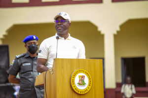 Governor Seyi Makinde speaking at the commissioning of St Paul Primary School