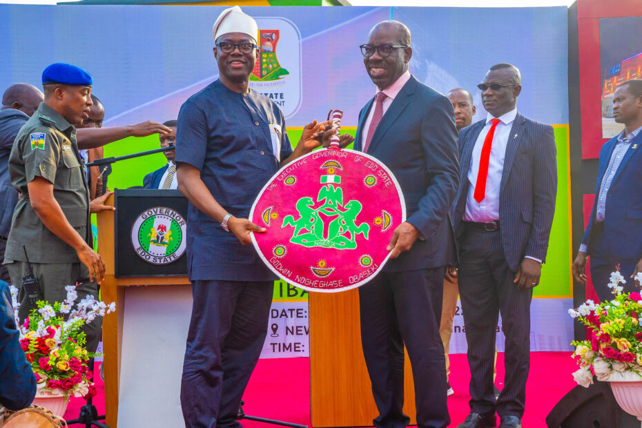 Commissioning of Bus Terminals (13) Governor Seyi Makinde and Governor Godwin Obaseki during the commissioning of the Ojoo Bus Terminal, Ibadan on April 26, 2022