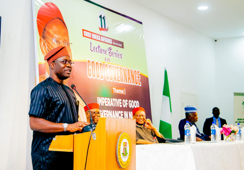 Governor Seyi Makinde delivering remarks at the 11th Chief Emeka Anyaoku Lecture Series on Good Governance in Nigeria on October 20, 2022