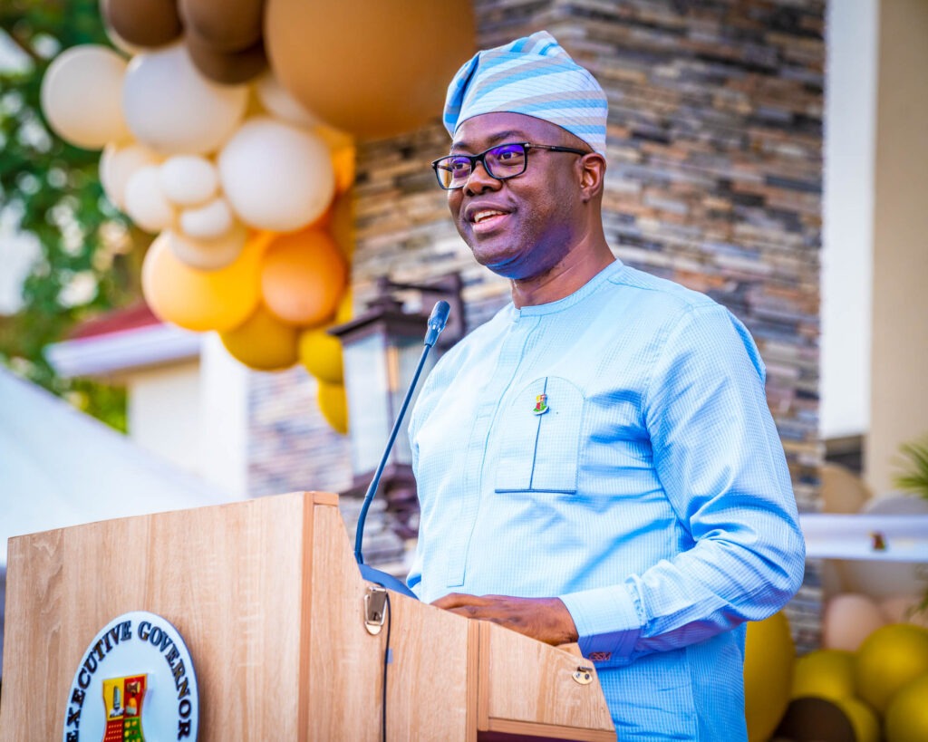 Governor Seyi Makinde delivering his remarks during the commissioning of the Oyo State Government Lodge, Abuja on May 24, 2023