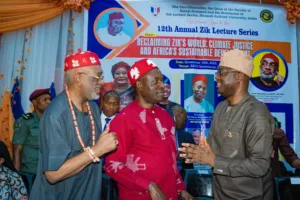 Governor Seyi Makinde at the 12th Annual Zik Lecture Series in Awka on 16 November 2023