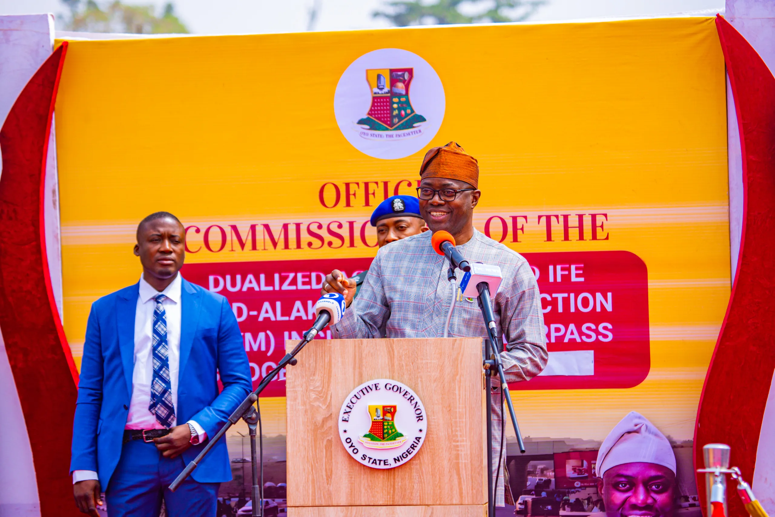 Agodi Gate-Adegbayi Road Commissioning (Jesse) (10) Governor Seyi Makinde delivering his remarks at the commissioning of the dualised 8.2 km Agodi Gate-Old Ife Road-Alakia-Adegbayi Road including the Underpass Bridge at the Onipepeye Area of Ibadan on 25 Thursday 2024.