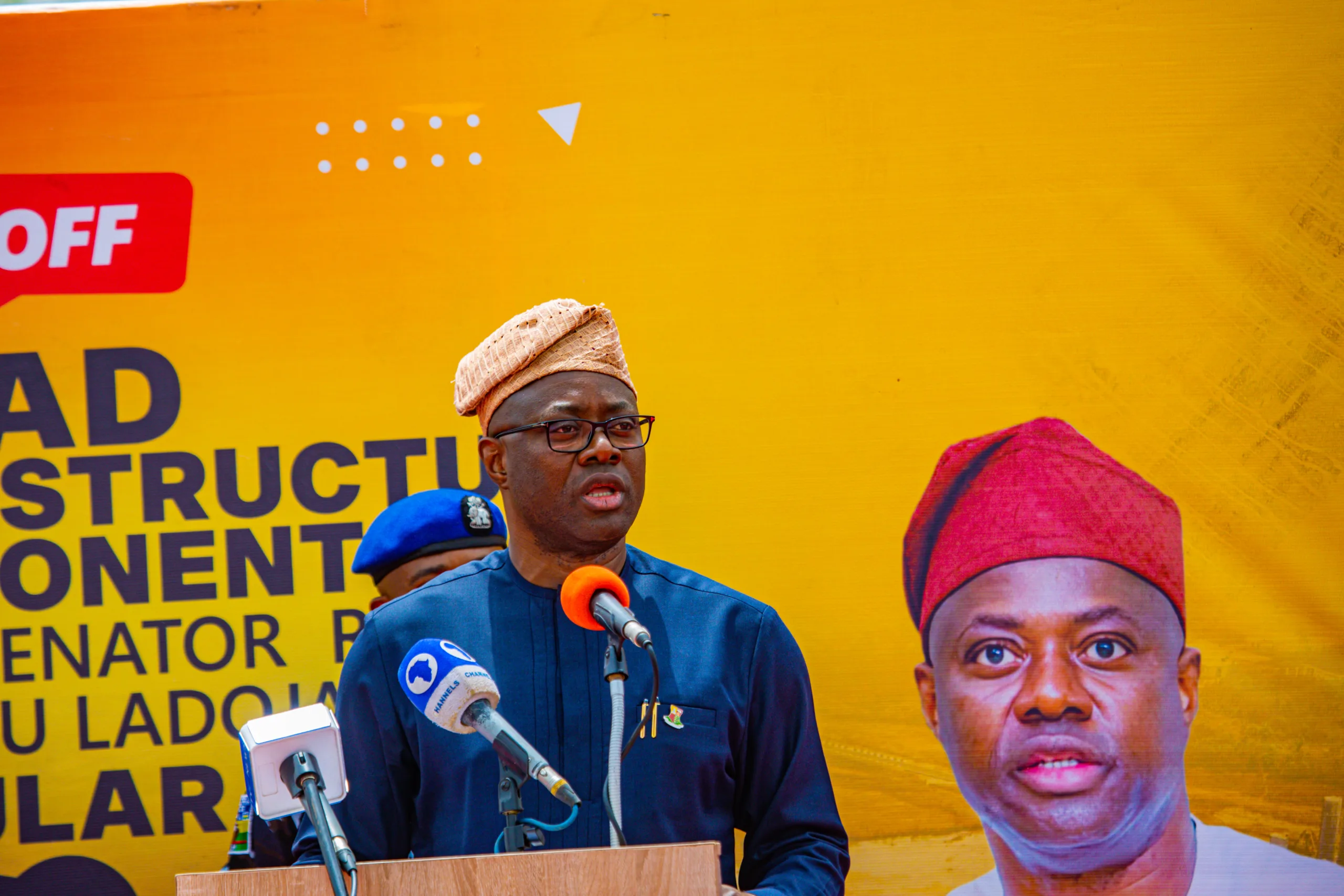 Governor Seyi Makinde delivering his remarks at the Flag Off of the 32.2 km South-East Wing of the Rashidi Ladoja Circular Road, Ibadan, on 22 March 2024.