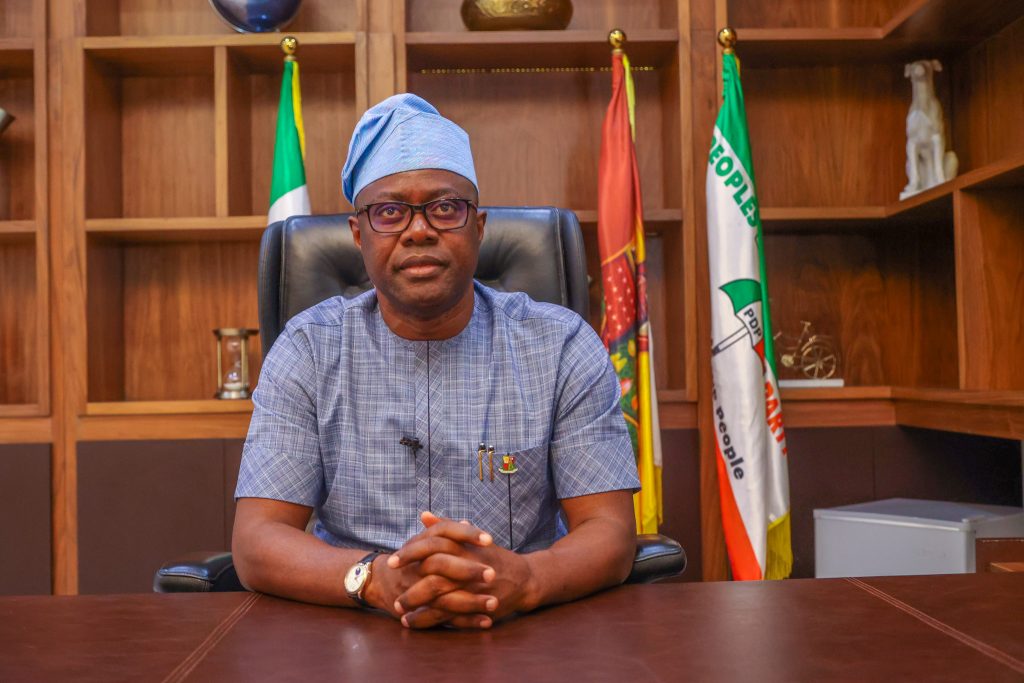 HE Seyi Makinde, FNSE, delivering the Independence Day broadcast