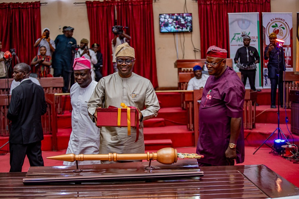 Governor Seyi Makinde presenting the Oyo State 2026 Appropriation Bill to the Oyo State House of Assembly on 24 November 2025