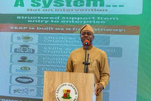 Governor Seyi Makinde delivering his speech at the YEAP-SAfER Disbursement and Stakeholder Engagement Event on 23 March 2026